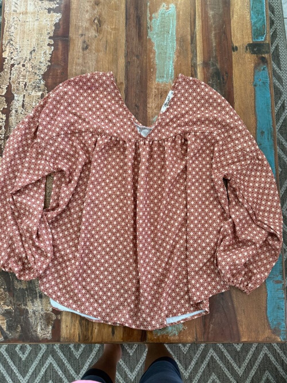 The Nest by Three Birds Nest Flowy Boho Printed Top Size M - Picture 7 of 9